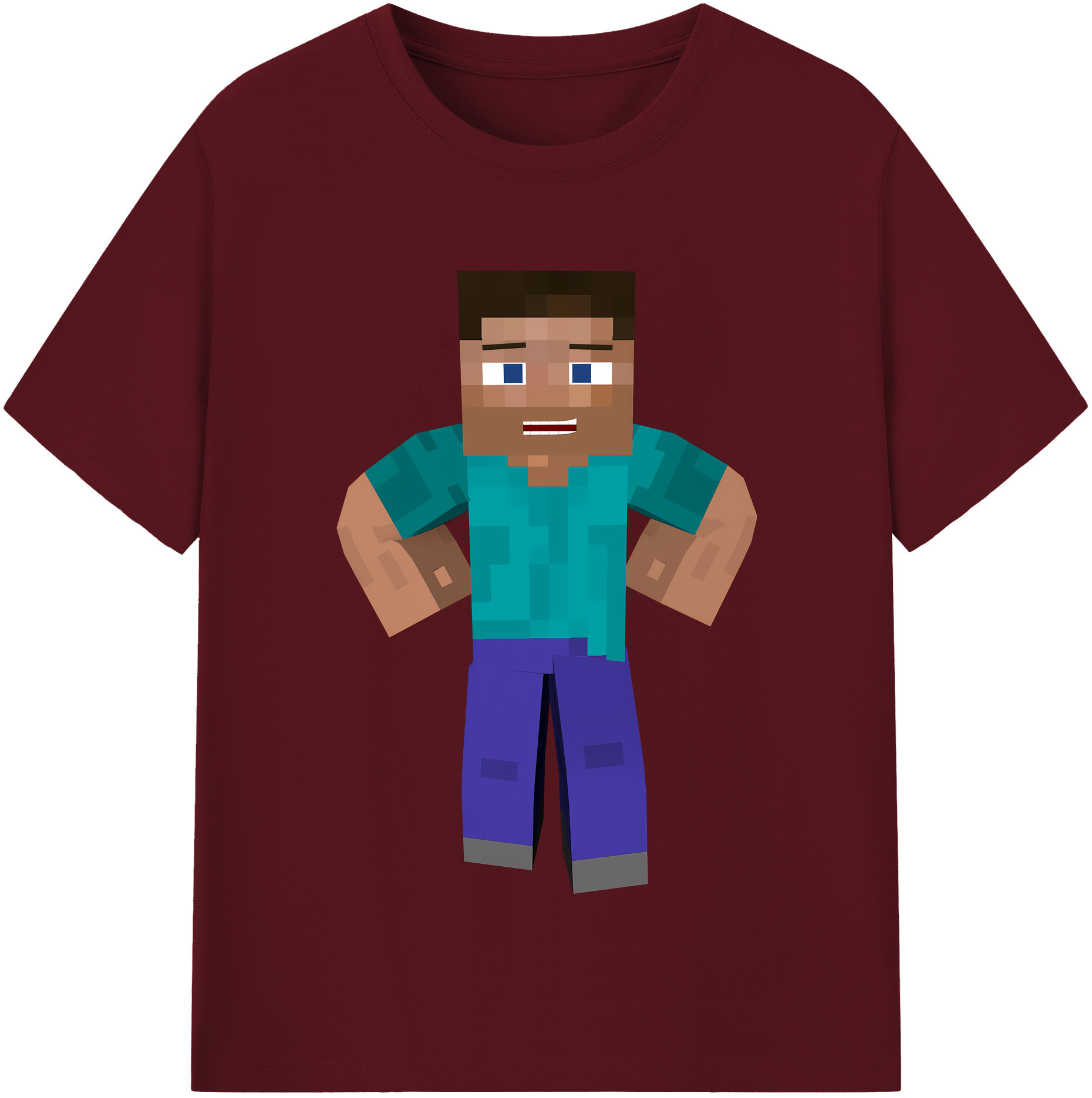 （画像用） マインクラフト ブロックの世界 Minecraft MC Block world 綿100％半袖Tシャツ（フロントプリント）